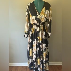 Navy blue dress with floral designs see through from the knees to bottom & chest